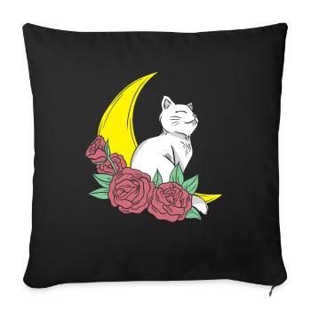 Mond Cottagecore Katze Moon Cat - Housse de coussin décorative 45 x 45 cm - noir - Devant