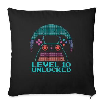Gamer Gaming Level 10 Unlocked - Sofa pillowcase 17,3'' x 17,3'' (45 x 45 cm) - black - Front