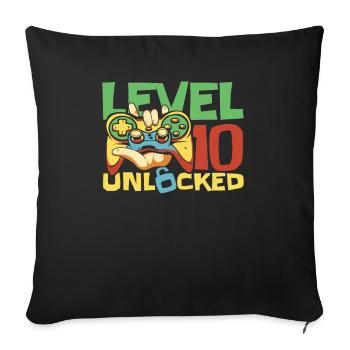 Gamer Gaming Level 10 Unlocked - Sofa pillowcase 17,3'' x 17,3'' (45 x 45 cm) - black - Front