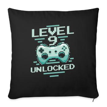 Gamer Gaming Level 9 Unlocked - Sofa pillowcase 17,3'' x 17,3'' (45 x 45 cm) - black - Front