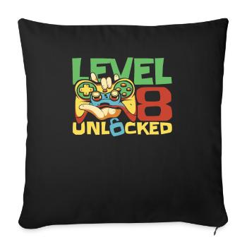Gamer Gaming Level 8 Unlocked - Sofa pillowcase 17,3'' x 17,3'' (45 x 45 cm) - black - Front