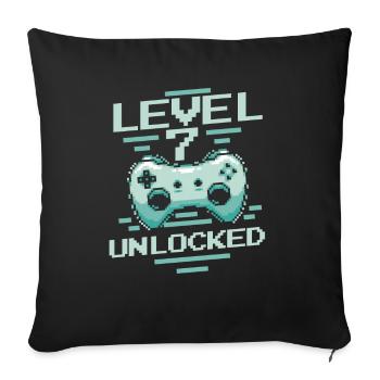 Gamer Gaming Level 7 Unlocked - Sofa pillowcase 17,3'' x 17,3'' (45 x 45 cm) - black - Front