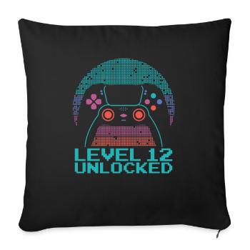 Gamer Gaming Level 12 Unlocked - Sofa pillowcase 17,3'' x 17,3'' (45 x 45 cm) - black - Front