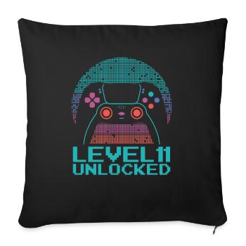Gamer Gaming Level 11 Unlocked - Sofa pillowcase 17,3'' x 17,3'' (45 x 45 cm) - black - Front