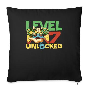 Gamer Gaming Level 7 Unlocked - Sofa pillowcase 17,3'' x 17,3'' (45 x 45 cm) - black - Front