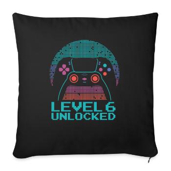 Gamer Gaming Niveau 6 Débloqué - Housse de coussin décorative 45 x 45 cm - noir - Devant