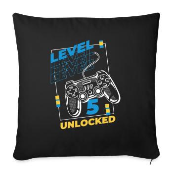 Gamer Gaming Niveau 5 Débloqué - Housse de coussin décorative 45 x 45 cm - noir - Devant