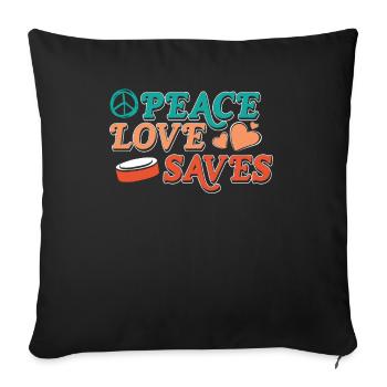 Eishockey Torwart Peace Love Hockey - Sofa pillowcase 17,3'' x 17,3'' (45 x 45 cm) - black - Front