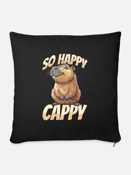 Capybara Wasserschwein Witzig - Sofakissenbezug 45 x 45 cm - Schwarz