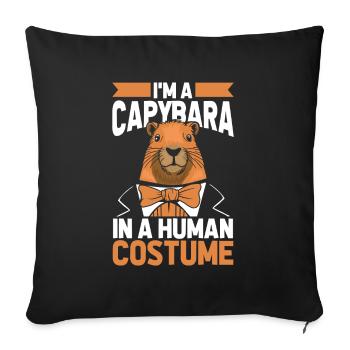 Déguisement Capybara Capybara - Housse de coussin décorative 45 x 45 cm - noir - Devant