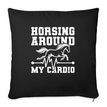 Électrocardiogramme équestre pour chevaux - Housse de coussin décorative 45 x 45 cm - noir - Devant