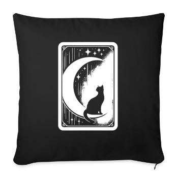 Mond Tarot Katze Chat de lune - Housse de coussin décorative 45 x 45 cm - noir - Devant
