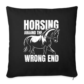 Sports équestres équestres à cheval - Housse de coussin décorative 45 x 45 cm - noir - Devant