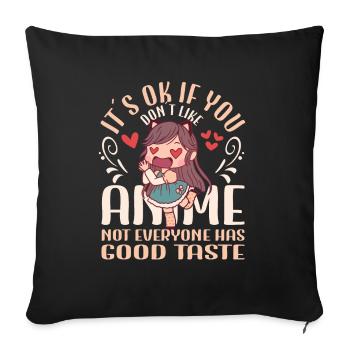 Mignon Manga Japonais Femmes Filles Cadeau Otaku Kawaii - Housse de coussin décorative 45 x 45 cm - noir - Devant