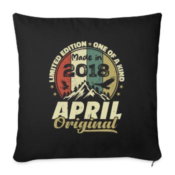 Retro Nées En Avril 2018 Cadeau anniversaire 2018 - Housse de coussin décorative 45 x 45 cm - noir - Devant