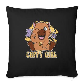 Capybara Wasserschwein Cappy Girl - Sofa pillowcase 17,3'' x 17,3'' (45 x 45 cm) - black - Front