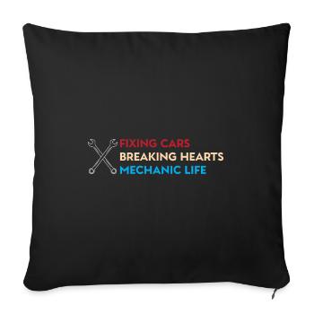 Fixing Cars, Breaking Hearts – Mechanic Life - Sofa pillowcase 17,3'' x 17,3'' (45 x 45 cm) - black - Front