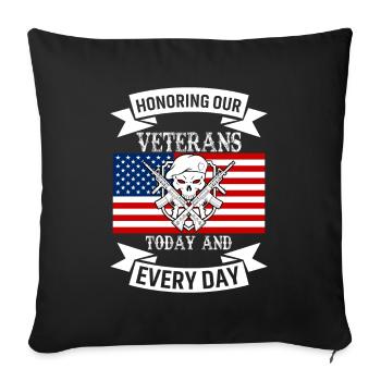 Honoring Our Veterans, Today And Every Day. - Sofa pillowcase 17,3'' x 17,3'' (45 x 45 cm) - black - Front