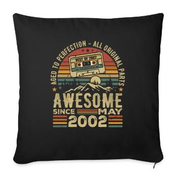 Mai 2002 Anniversaire Mai 2002 Cadeau 2002 Retro - Housse de coussin décorative 45 x 45 cm - noir - Devant