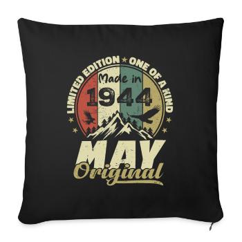 Vintage-Geschenk zum Jubiläum im Mai 1944 - Sofakissenbezug 45 x 45 cm - Schwarz - Vorne