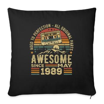Mai 1989 Anniversaire Mai 1989 Cadeau 1989 Retro - Housse de coussin décorative 45 x 45 cm - noir - Devant