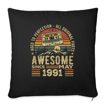 May 1991 Birthday May 1991 Retro Gift - Sofa pillowcase 17,3'' x 17,3'' (45 x 45 cm) - black - Front