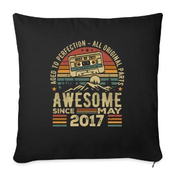 May 2017 Birthday May 2017 Gift 2017 Retro - Sofa pillowcase 17,3'' x 17,3'' (45 x 45 cm) - black - Front
