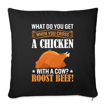 Qu’obtenez-vous lorsque vous croisez un poulet avec un co - Housse de coussin décorative 45 x 45 cm - noir - Devant