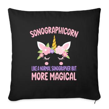 Sonographicorn like a normal Sonographist gifts - Sofa pillowcase 17,3'' x 17,3'' (45 x 45 cm) - black - Front