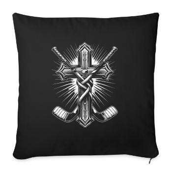 Ice Hockey Goalkeeper Christian Cross Hockey - Sofa pillowcase 17,3'' x 17,3'' (45 x 45 cm) - black - Front