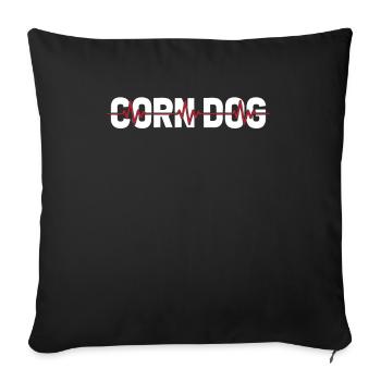 Chien de maïs Corndog Ekg Heartbeat - Housse de coussin décorative 45 x 45 cm - noir - Devant