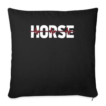 Cheval Équitation Ekg Heartbeat - Housse de coussin décorative 45 x 45 cm - noir - Devant