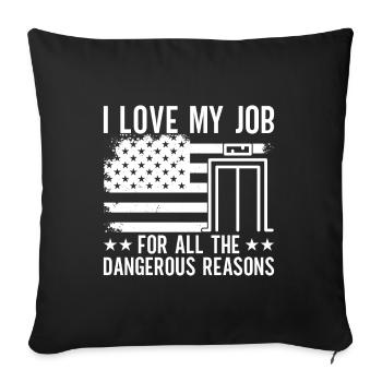 Elevator Inspector I Love My Job Engineer USA - Sofa pillowcase 17,3'' x 17,3'' (45 x 45 cm) - black - Front