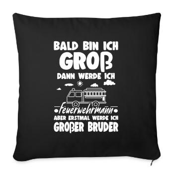 Je vais être un grand frère pompier - Housse de coussin décorative 45 x 45 cm - noir - Devant