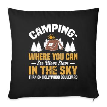 Camping : où vous pouvez voir plus d’étoiles dans le ciel T - Housse de coussin décorative 45 x 45 cm - noir - Devant