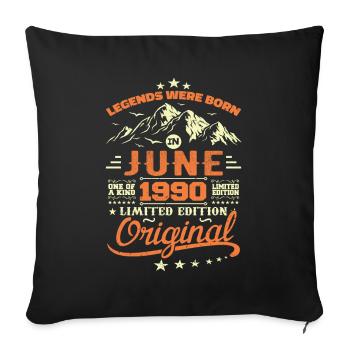 Juin 1990 Original Nées En Juin 1990 Anniversaire - Housse de coussin décorative 45 x 45 cm - noir - Devant