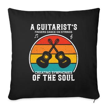 Les doigts d’un guitariste dansent sur les cordes, créant S - Housse de coussin décorative 45 x 45 cm - noir - Devant