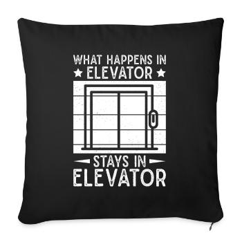 Funny Elevator Mechanic What Happens In Elevator - Sofa pillowcase 17,3'' x 17,3'' (45 x 45 cm) - black - Front