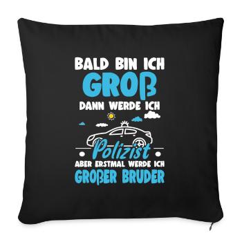 Announcing offspring will be big brother police - Sofa pillowcase 17,3'' x 17,3'' (45 x 45 cm) - black - Front