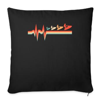 Jet Ski ECG Battement de cœur - Housse de coussin décorative 45 x 45 cm - noir - Devant