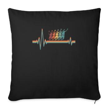 Badminton Federball Ekg Heartbeat - Sofa pillowcase 17,3'' x 17,3'' (45 x 45 cm) - black - Front