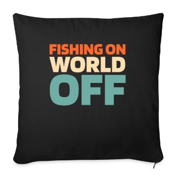 Pêcheur Angeln Fishing On World Off - Housse de coussin décorative 45 x 45 cm - noir - Devant