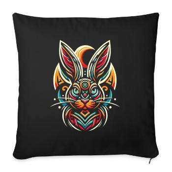 Bunny Rabbit Moon Phases - Sofa pillowcase 17,3'' x 17,3'' (45 x 45 cm) - black - Front