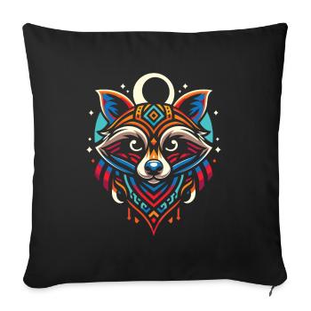 Raccoon Moon Phases - Sofa pillowcase 17,3'' x 17,3'' (45 x 45 cm) - black - Front