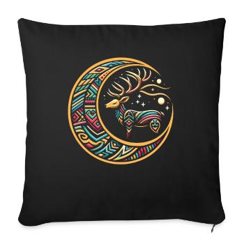Hirsch Stammes Moon - Sofakissenbezug 45 x 45 cm - Schwarz - Vorne