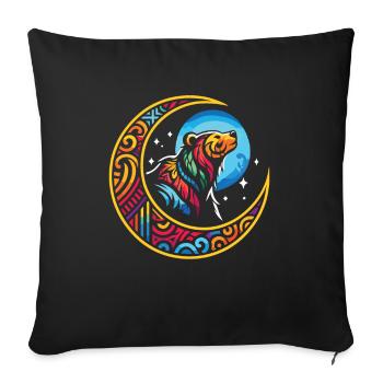 Bear Brown Bear Tribal Moon - Sofa pillowcase 17,3'' x 17,3'' (45 x 45 cm) - black - Front
