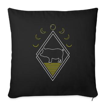 Éleveur de porcs Abstrait Phases de lune - Housse de coussin décorative 45 x 45 cm - noir - Devant