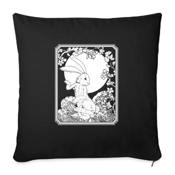 Bunny Rabbit Japan Cherry Blossom Moon - Sofa pillowcase 17,3'' x 17,3'' (45 x 45 cm) - black - Front
