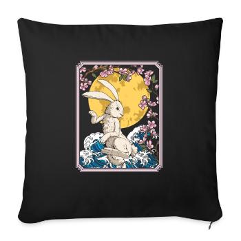 Bunny Rabbit Japan Cherry Blossom Moon - Sofa pillowcase 17,3'' x 17,3'' (45 x 45 cm) - black - Front