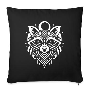 Raton laveur Tribal Phases de lune - Housse de coussin décorative 45 x 45 cm - noir - Devant